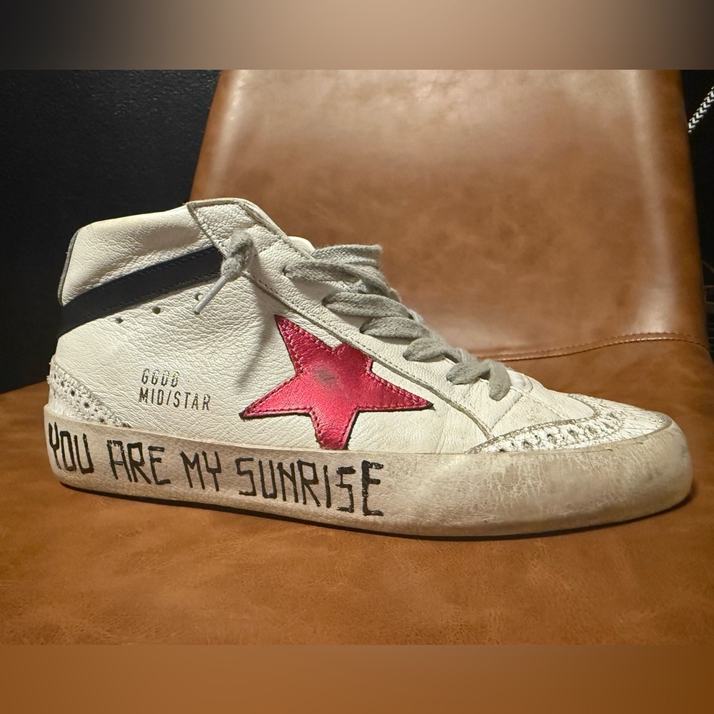 Golden Goose Midstar Sneakers with Pink Star *pre loved but in amazing condition